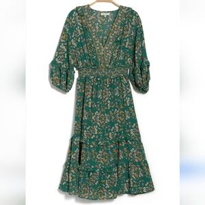 Max Studio v-neck empire waist floral boho midi dress size S wedding guest